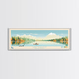 Lake Tewaukon North Dakota Framed Canvas Print, Panoramic Wall Art, Midcentury Modern, Pop Art, Living Room Decor, Travel Poster, Lake House Art