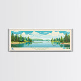 Lake Wentworth, New Hampshire Panoramic Wall Art Framed Canvas Print, Midcentury Modern, Pop Art, Home Decor, Travel Poster, Living Room Art