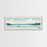 Skaneateles Lake, New York Framed Canvas Print, Lake House Art, Midcentury Modern Decor, Pop Art, Travel Poster, Living Room Wall Art