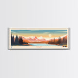 Tazlina Lake, Alaska Framed Canvas Print, Lake House Decor, Midcentury Modern Art, Pop Art, Travel Poster, Living Room Wall Art