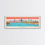 Tempe Town Lake, Arizona Framed Canvas Print, Lake House Art, Midcentury Modern Decor, Pop Art, Travel Poster, Bedroom Wall Art