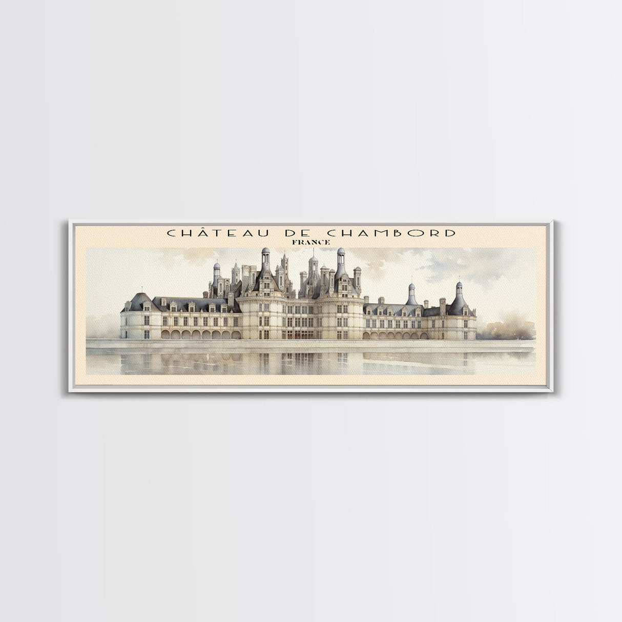 Château de Chambord Travel Poster Print, Framed Canvas Print, COUNTRY Travel Art, Wood Framed Art, Wall Hanging, Home Decor