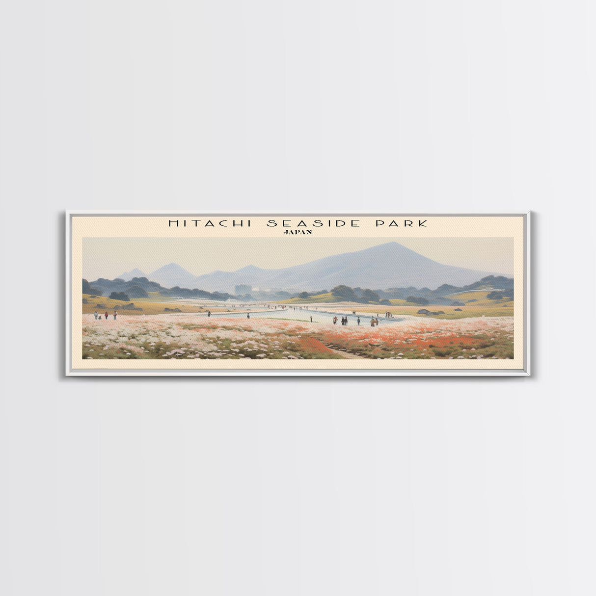 Hitachi Seaside Park COUNTRY | Framed Travel Poster Canvas Print | Trendy Wall Art | Watercolor Painting | Living Room Art | Unique Art