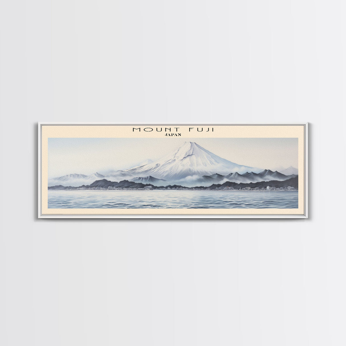 Mount Fuji Travel Art Framed Canvas Print, COUNTRY Wall Decor, Home Decor, Travel Poster, Vintage Wall Art, Watercolor Painting