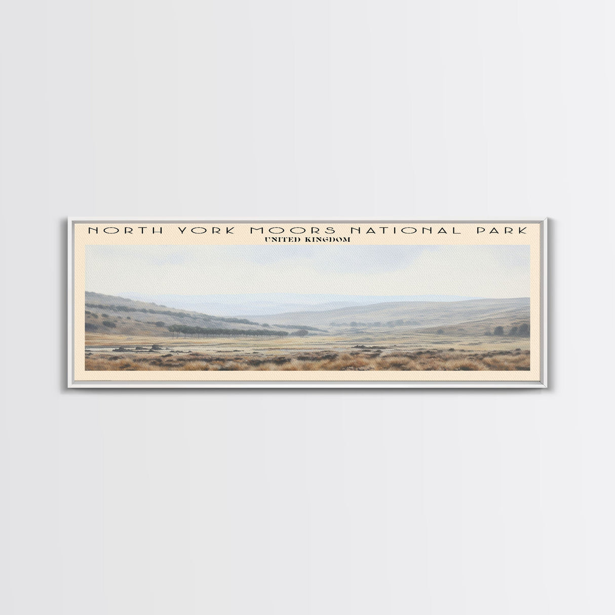 North York Moors National Park Travel Poster Print, Framed Canvas Print, COUNTRY Travel Art, Wood Framed Art, Wall Hanging, Home Decor