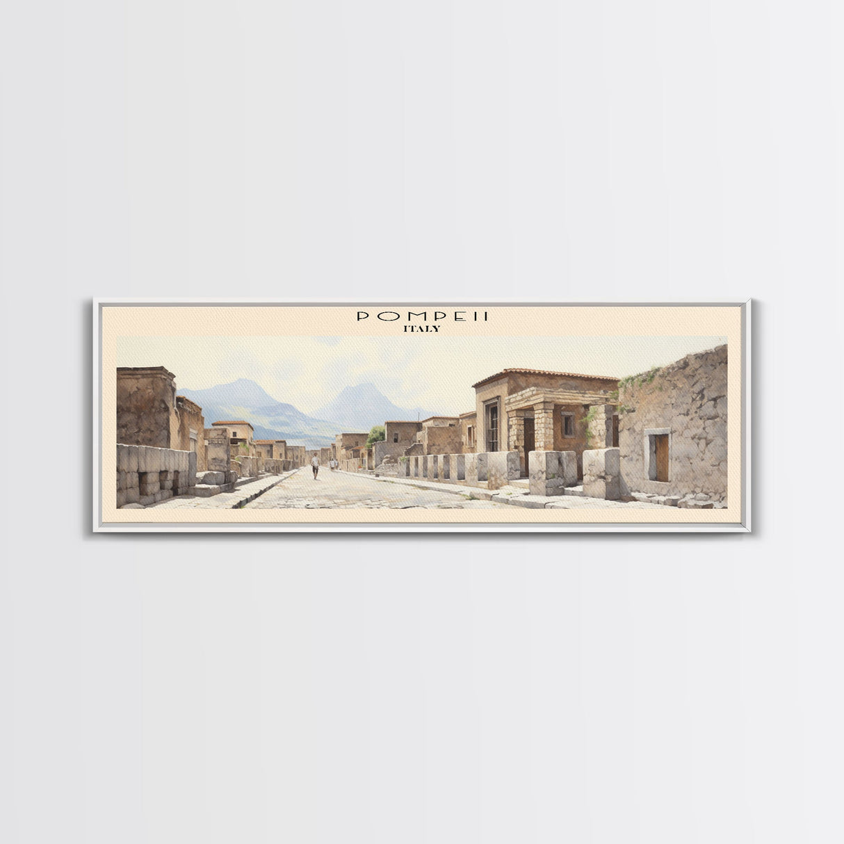 Pompeii Travel Art Framed Canvas Print, COUNTRY Wall Decor, Home Decor, Travel Poster, Vintage Wall Art, Watercolor Painting