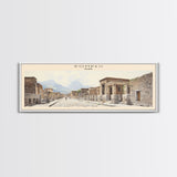 Pompeii Travel Art Framed Canvas Print, COUNTRY Wall Decor, Home Decor, Travel Poster, Vintage Wall Art, Watercolor Painting