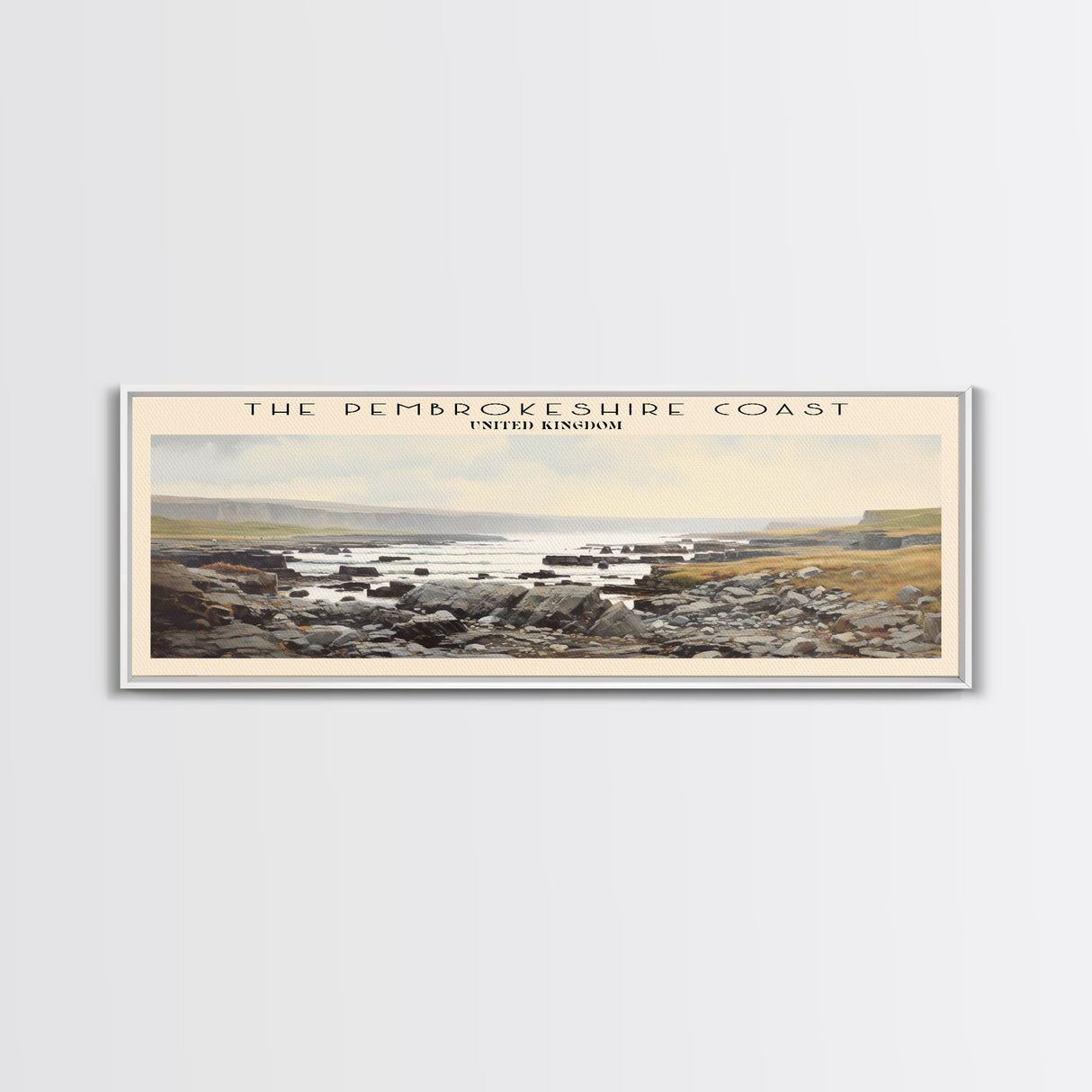 The Pembrokeshire Coast Travel Poster Print, Framed Canvas Print, COUNTRY Travel Art, Wood Framed Art, Wall Hanging, Home Decor
