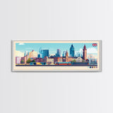 Birmingham, England Travel Poster Panoramic Canvas Print, Birmingham, England Painting, England Art, Birmingham Travel Art, Guest Room Painting