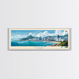 Busan, South Korea Travel Poster Panoramic Canvas Print, Busan, South Korea Painting, South Korea Art, Busan Travel Art, Guest Room Painting