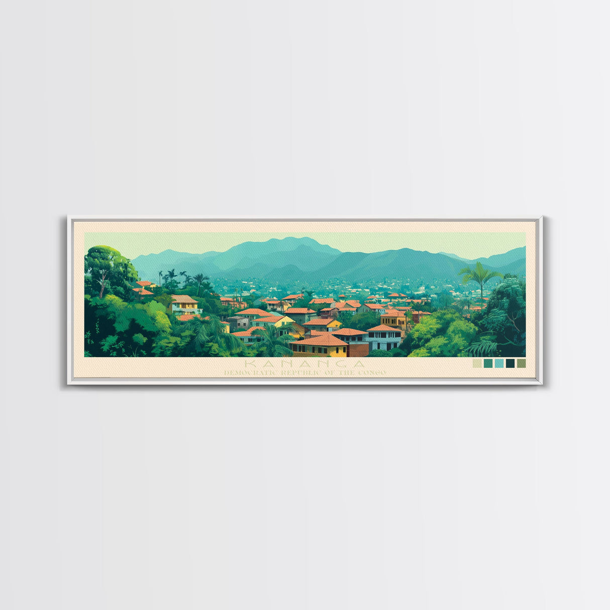 Kananga, Congo Travel Poster Panoramic Canvas Print, Kananga, Congo Painting, Congo Art, Kananga Travel Art, Guest Room Painting