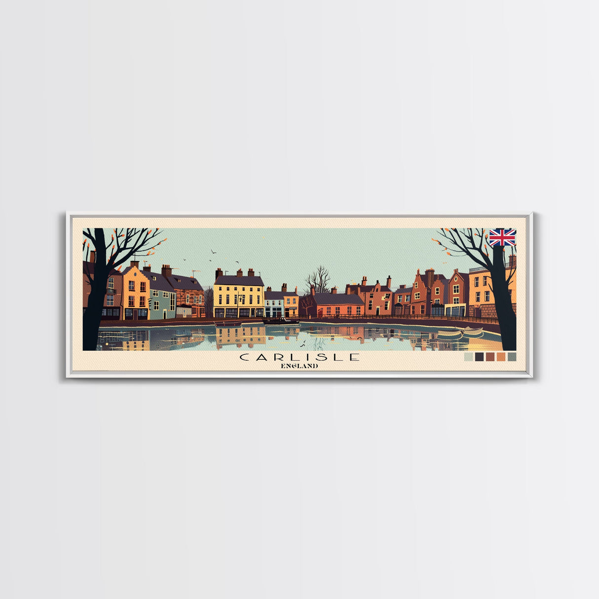 Carlisle, England Panoramic Canvas Print, Carlisle, England Painting, England Art, Carlisle Travel Poster, Travel Art, Vacation Gift