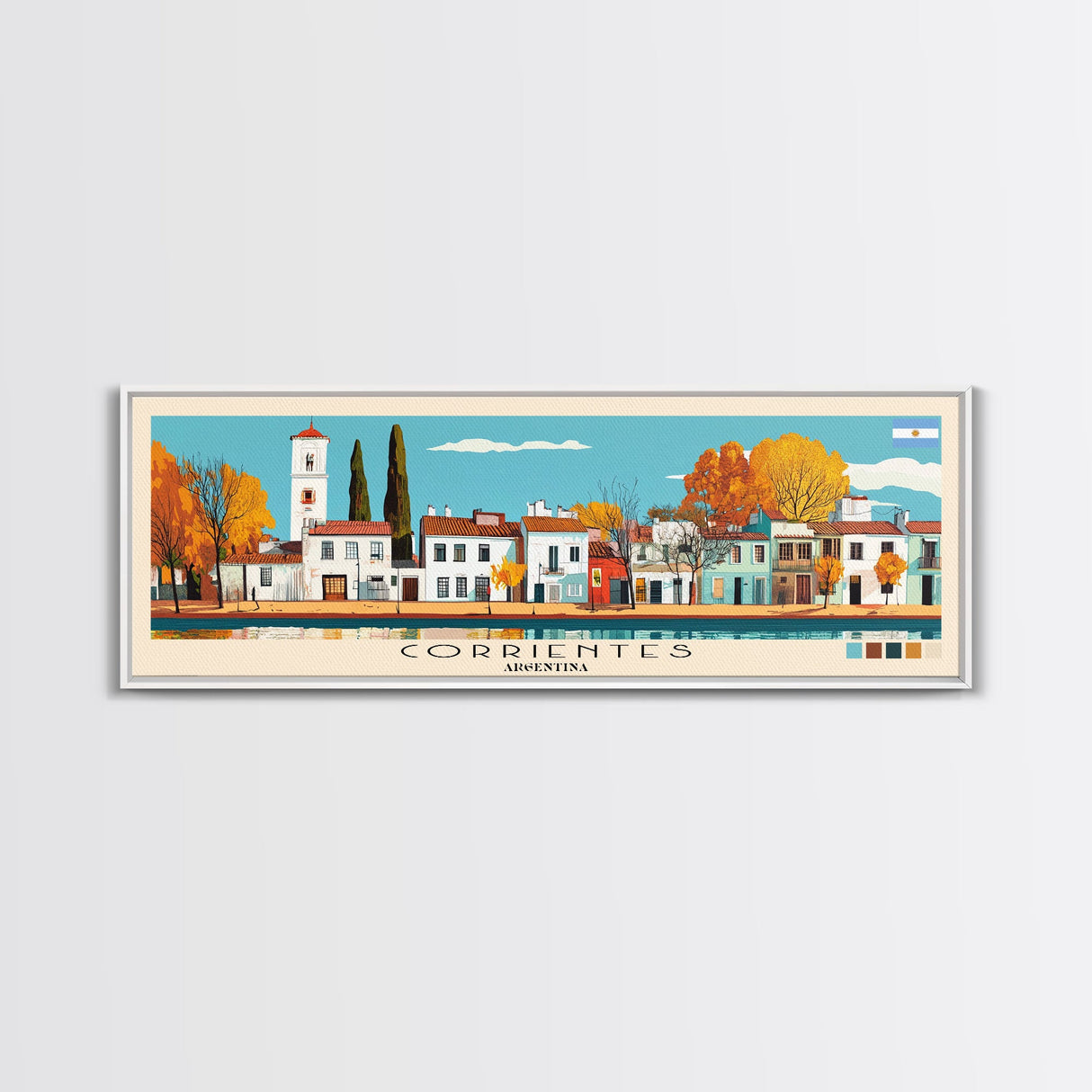 Corrientes, Argentina Panoramic Canvas Print, Corrientes, Argentina Painting, Argentina Art, Corrientes Travel Poster, Travel Art, Vacation Gift