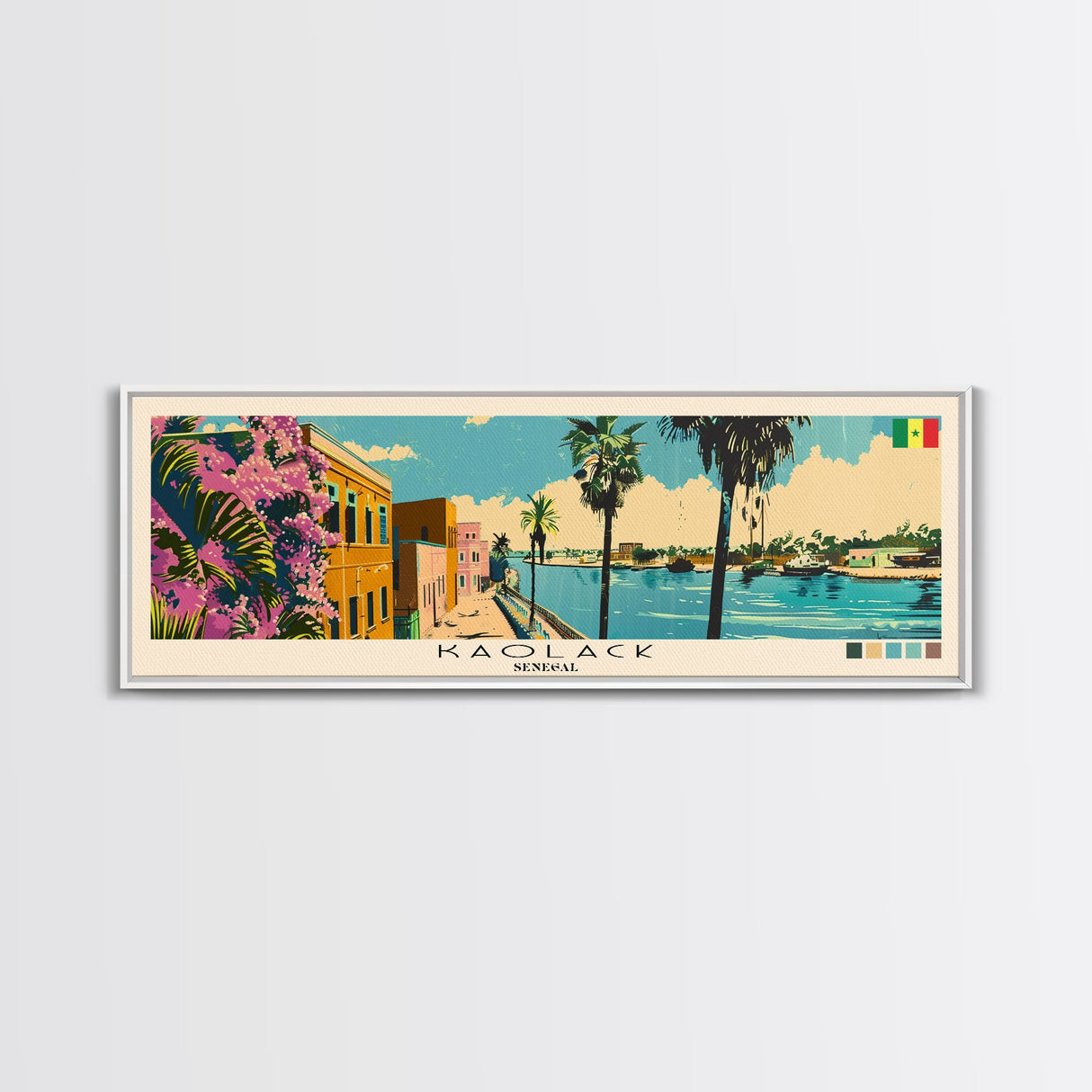 Kaolack, Senegal Panoramic Canvas Print, Kaolack, Senegal Painting, Senegal Art, Kaolack Travel Poster, Travel Art, Living Room Painting