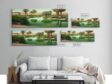 Desert Oasis Watercolor Landscape Canvas Print - Perfect for Living Room, Bedroom, Panoramic Extra Wide Format Art