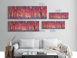 Enchanted Forest Art, Abstract Forest Art, Pink Forest, Pastel Wood, Wall Decor, Large Canvas Print, Panoramic, Wall Art, Canvas Print
