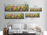 Framed Canvas Print of Original painting, Large wall art, Boho wall décor, Flower painting, Home decor, Modern art, Bedroom decor, Panoramic