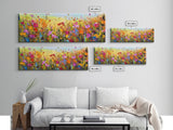 Framed Canvas Print of Original painting, Large wall art, Boho wall décor, Flower painting, Home decor, Modern art, Bedroom decor, Panoramic