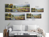 The Meadow, Framed Canvas Print, Framed Wall Art, Large Watercolor Painting, Panoramic Landscape Art Print, Modern Landscape Original Art