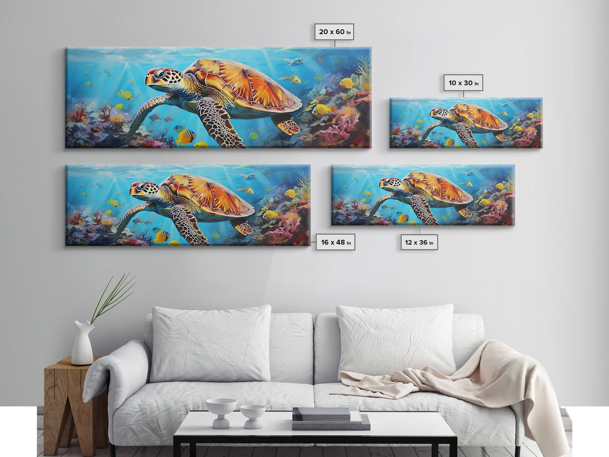 Sea Turtle Framed Canvas Print, Beautiful Sea Turtle Wall Art, Sea Turtle Print, Nursery Decor, Nursery Wall Art