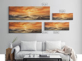 Framed Wall Art Print Set Sunset Horizon on Beach Shore Nature Ocean Oil Painting Nautical Scenic Colorful Multicolor Ultra