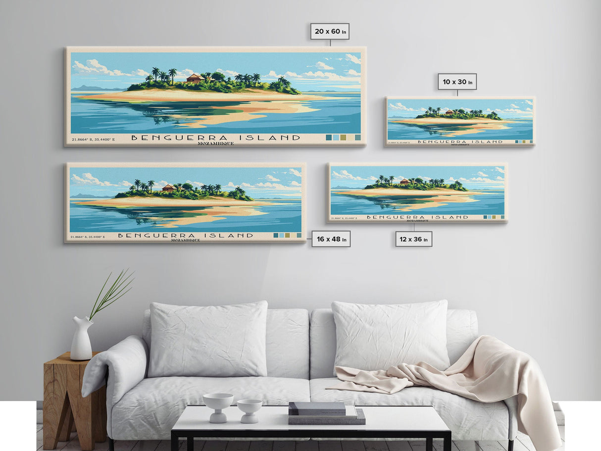 Benguerra Island, Mozambique Panoramic Print, Vacation Gift, Mozambique Wall Art, Beach Painting, Beach Decor, Large Wall Art, Wood Frame Art