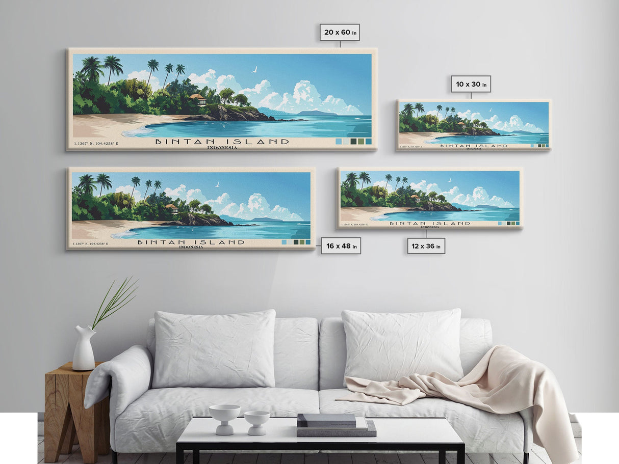Bintan Island, Indonesia Panoramic Beach Print, Vacation Gift, Indonesia Wall Art, Beach Painting, Beach Decor, Beach Painting