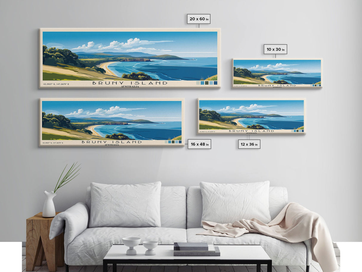 Bruny Island, Australia Panoramic Print, Vacation Gift, Australia Wall Art, Beach Painting, Beach Decor, Large Wall Art, Wood Frame Art