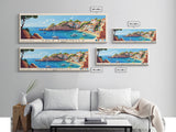 Cala Fornells, Spain Panoramic Beach Print, Vacation Gift, Spain Wall Art, Framed Canvas Print, Framed Beach Painting