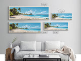 Carlisle Beach, Barbados Panoramic Beach Print, Vacation Gift, Barbados Wall Art, Framed Canvas Print, Framed Beach Painting