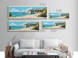 Chia Beach, Italy Panoramic Beach Print, Vacation Gift, Italy Wall Art, Framed Canvas Print, Framed Beach Painting
