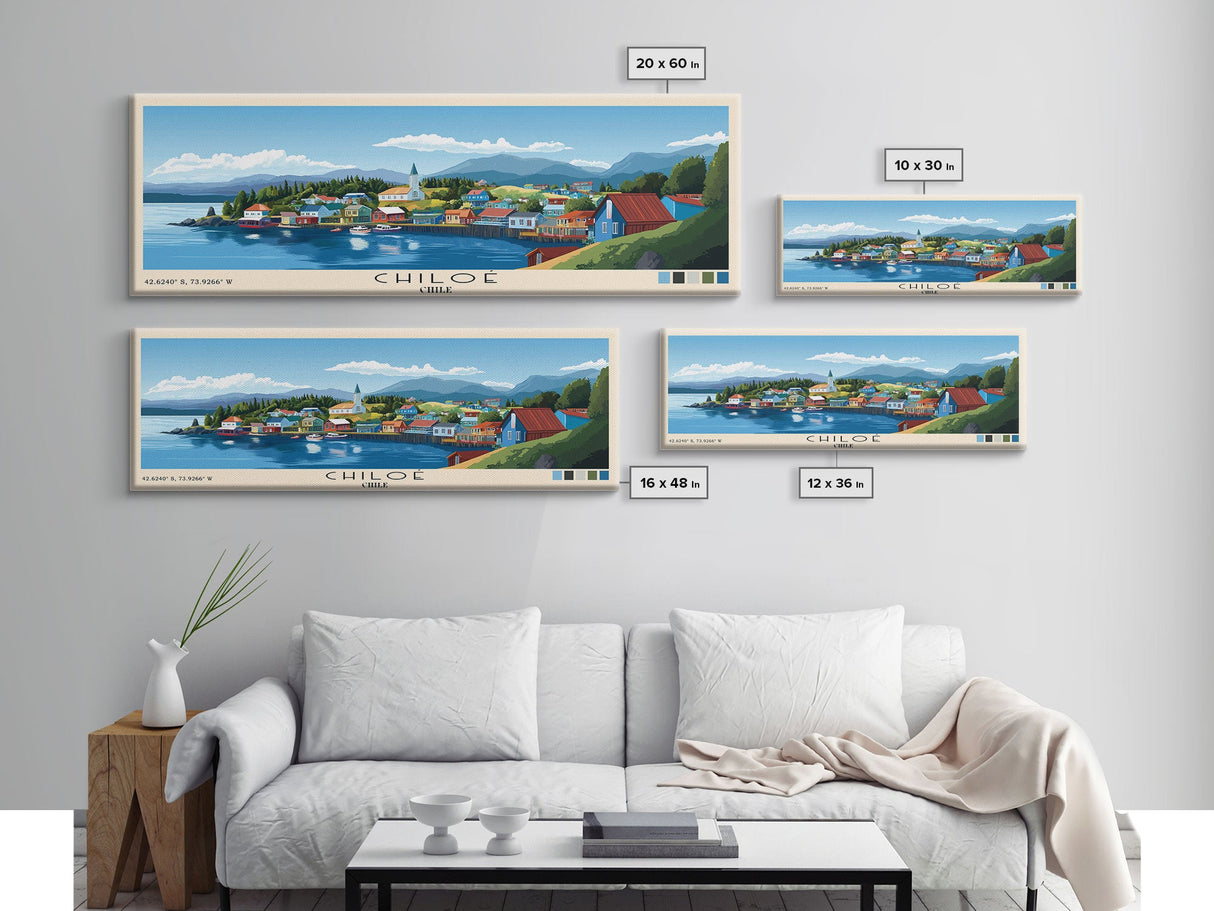 Chiloé, Chile Panoramic Print, Vacation Gift, Chile Wall Art, Beach Painting, Beach Decor, Large Wall Art, Wood Frame Art