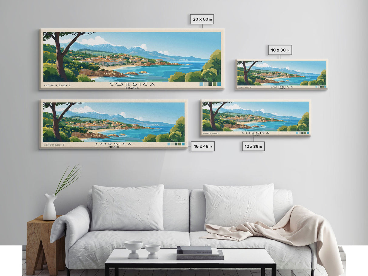 Corsica, France Panoramic Print, Vacation Gift, France Wall Art, Beach Painting, Beach Decor, Beach Or Lakehouse Art