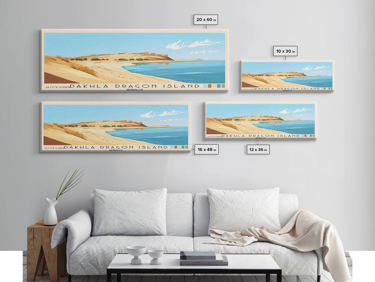 Dakhla dragon island, Morocco Panoramic Print, Vacation Gift, Morocco Wall Art, Beach Painting, Beach Decor, Beach Or Lakehouse Art