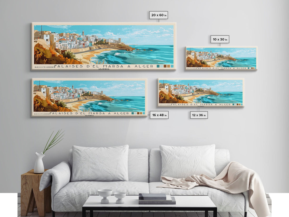 Falaises d’El Marsa a Alger, Algeria Panoramic Print, Vacation Gift, Algeria Wall Art, Vacation Wall Art, Vacatation Memories, Beach Decor, Beach Or Lakehouse Art