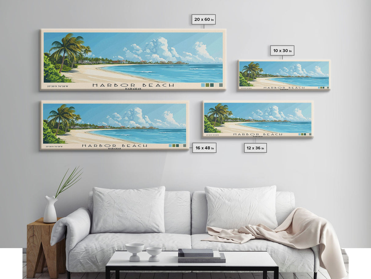 Harbor Beach, Bahamas Panoramic Print, Vacation Gift, Bahamas Wall Art, Beach Painting, Beach Decor, Beach Or Lakehouse Art