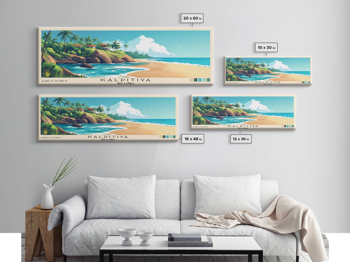 Kalpitiya, Sri Lanka Panoramic Print, Vacation Gift, Sri Lanka Wall Art, Beach Painting, Beach Decor, Beach Or Lakehouse Art