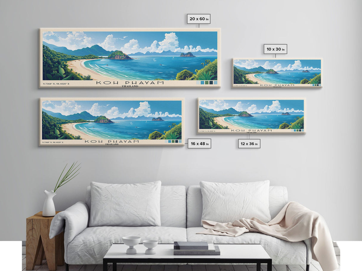 Koh Phayam, Thailand Panoramic Print, Vacation Gift, Thailand Wall Art, Beach Painting, Beach Decor, Beach Or Lakehouse Art