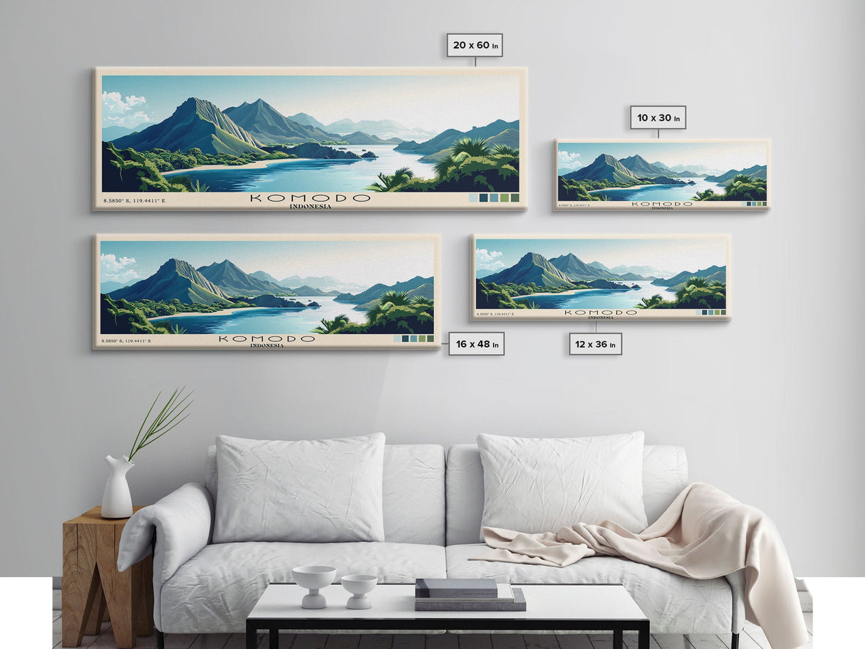 Komodo, Indonesia Panoramic Print, Vacation Gift, Indonesia Wall Art, Vacation Wall Art, Vacatation Memories, Beach Decor, Beach Or Lakehouse Art