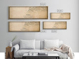 Dubai UAE Panoramic map print poster or framed canvas, Dubai map print poster canvas, Dubai city map print poster canvas, Vintage Travel Art