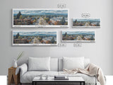 Eugene Oregon Panoramic Watercolor Painting, Scenic Framed Canvas Print, Urban Wall Art for Office, Travel Poster, Home Decor, City Gift Idea