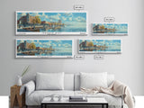 Green Bay Wisconsin Panoramic Watercolor Painting, Urban Framed Canvas Print, Cityscape Wall Art for Office, Travel Decor, Home Gift Idea