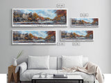 Naperville Illinois Panoramic Framed Canvas Print, Watercolor Cityscape, Office Wall Art, Travel Poster, Living Room Decor, City Art