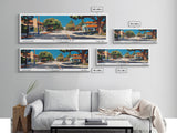 Concord California Panoramic Painting, Mid Century Modern Framed Canvas Print, Retro Pop Art Travel Poster, City Wall Decor, Office Decor