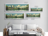 Sandy Springs Georgia Panoramic Painting, Mid Century Modern Framed Canvas Print, Retro Pop Art Travel Poster, City Art, Office Wall Decor, Living Room Art