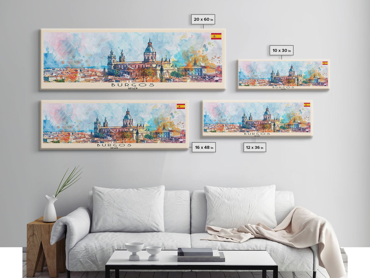 Burgos Spain Wall Art, Panoramic Travel Poster, Panoramic Framed Canvas Print, City Wall Art, Wall Hanging Home Decor, Travel Art