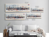 Eindhoven Netherlands Panoramic Travel Poster, Framed Canvas Print or Metal Wall Art, Travel Art, Home Decor, Panoramic Painting, Midcentury Art