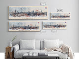 Eindhoven Netherlands Panoramic Travel Poster, Framed Canvas Print or Metal Wall Art, Travel Art, Home Decor, Panoramic Painting, Midcentury Art