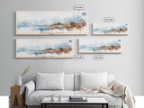 Heraklion Greece Panoramic Travel Poster, Framed Canvas Print or Metal Wall Art, Travel Art, Home Decor, Panoramic Painting, Midcentury Art