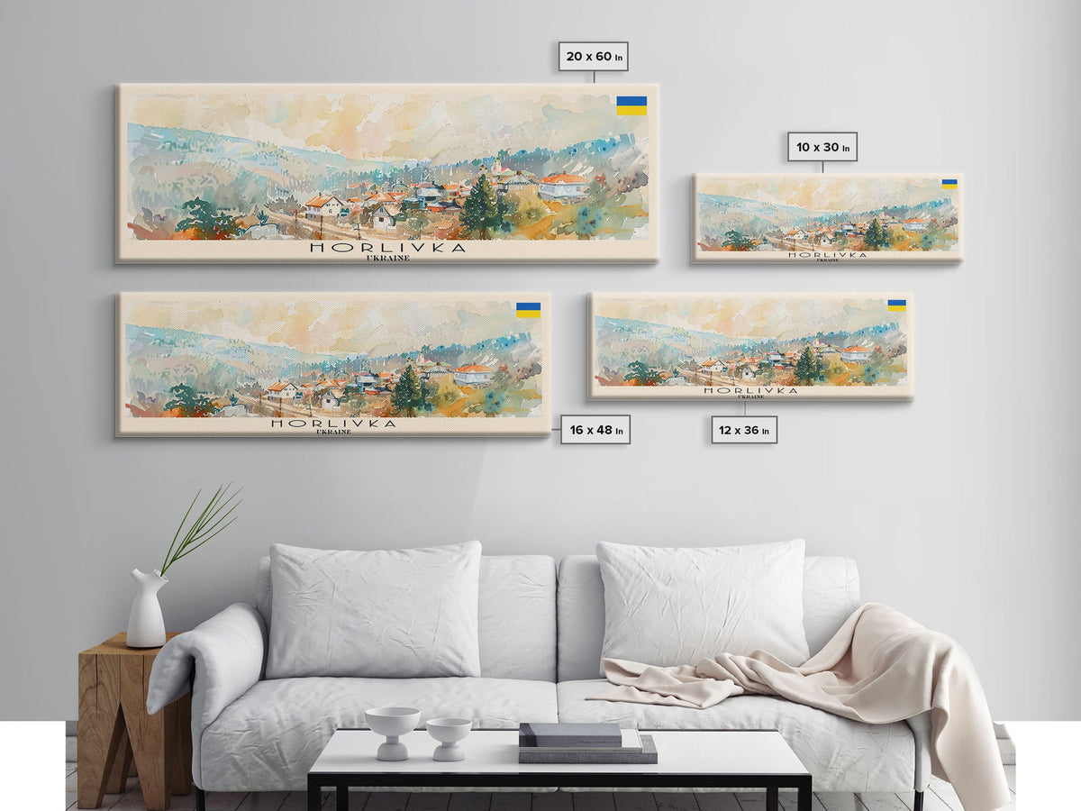 Horlivka Ukraine Wall Art, Panoramic Travel Poster, Panoramic Framed Canvas Print, City Wall Art, Wall Hanging Home Decor, Travel Art